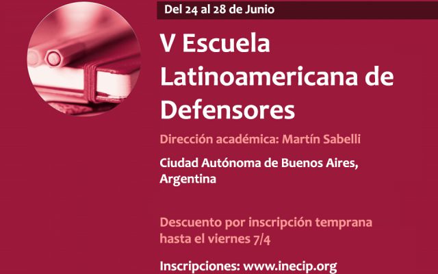 Abierta la inscripción a la V Escuela Latinoamericana de Defensores